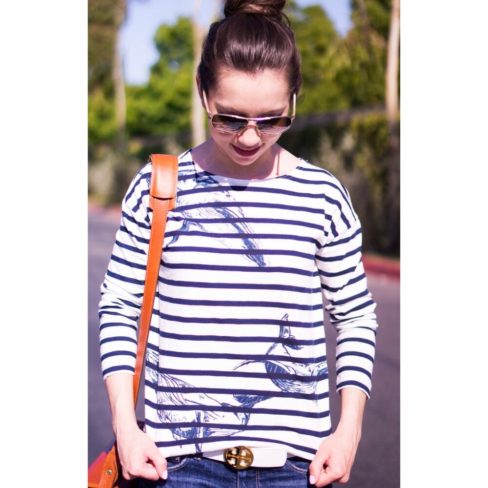 J.Crew for Wildlife Conservation Society Whale Stripe Tee XL